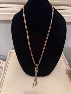 Lia Sophia Delicate Rose Gold Multi-Chain Tassel Necklace - Women Jewelry